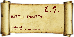 Béli Tamás névjegykártya